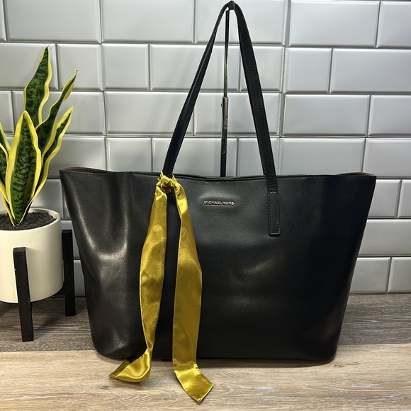 Michael Kors Black Tote with Gold Accents - Picture 1 of 15